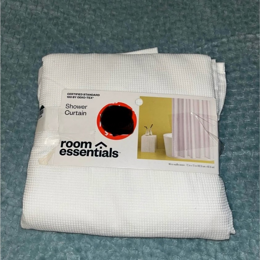 Room Essentials Classic White Waffle Weave Shower Curtain